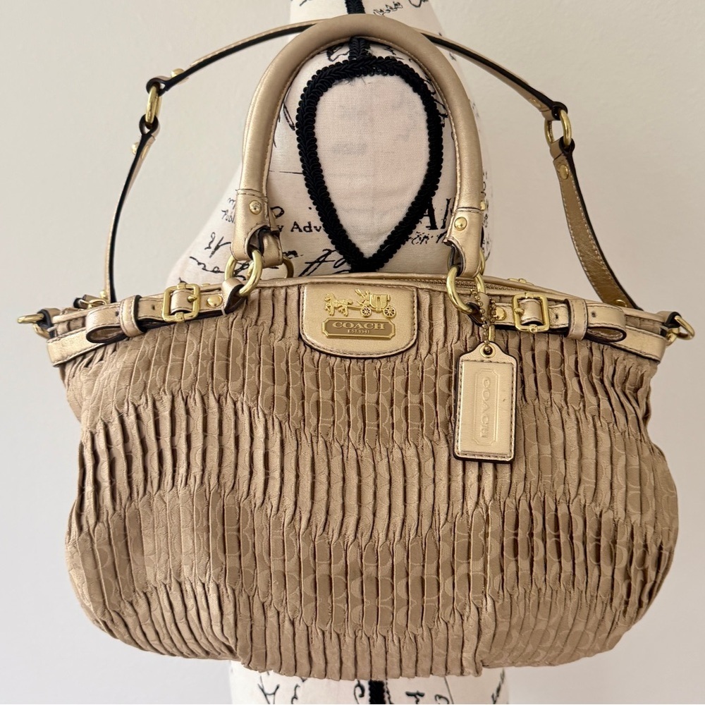 Vtg Coach Madison Gath Sophia Satchel Bag 18885 MetallicGold/Beige Carriage Glam - Picture 10 of 16